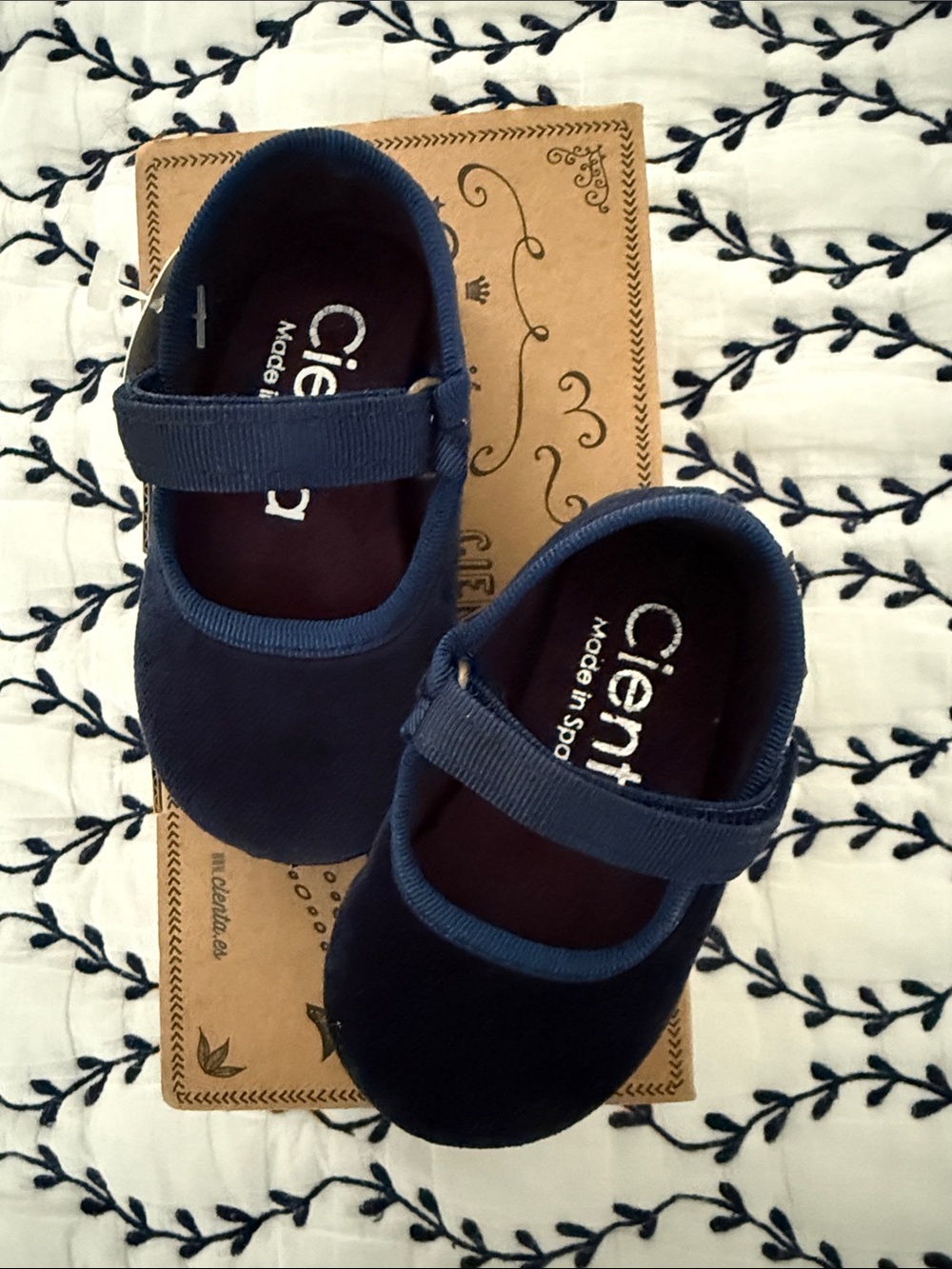 NWT Cienta Navy Blue Velvet Mary Jane